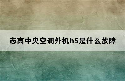 志高中央空调外机h5是什么故障